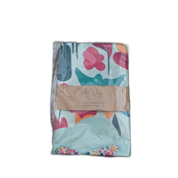 Airplane Floral Kitchen Tea Towel NWT Pilot Wives’ Club Bright Colorful Cotton - Picture 2 of 4